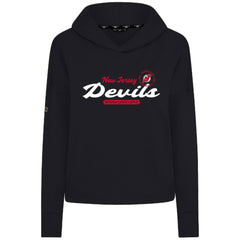 New Jersey Devils Levelwear Women's Sweet Monument Tri-Blend Cropped Pullover Hoodie - Black - NHL