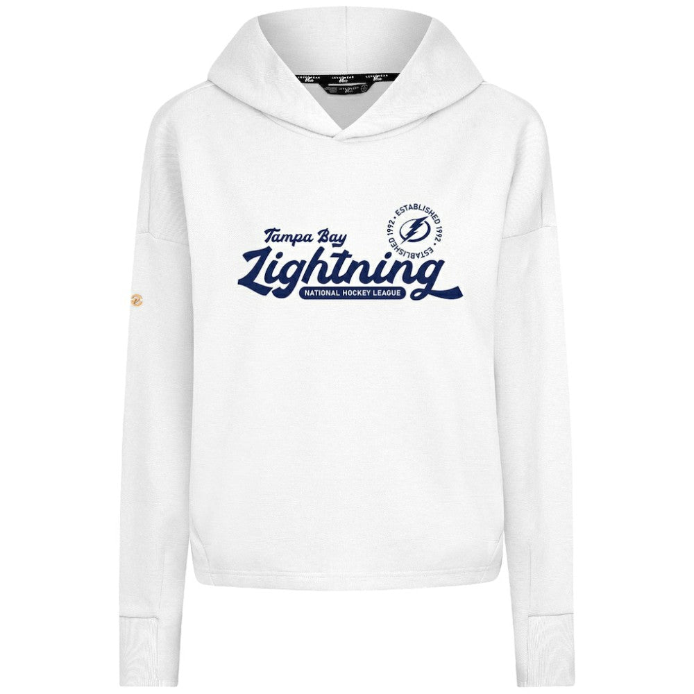 Tampa Bay Lightning Levelwear Women's Sweet Monument Tri-Blend Cropped Pullover Hoodie - White - NHL
