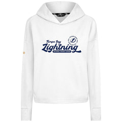 Tampa Bay Lightning Levelwear Women's Sweet Monument Tri-Blend Cropped Pullover Hoodie - White - NHL