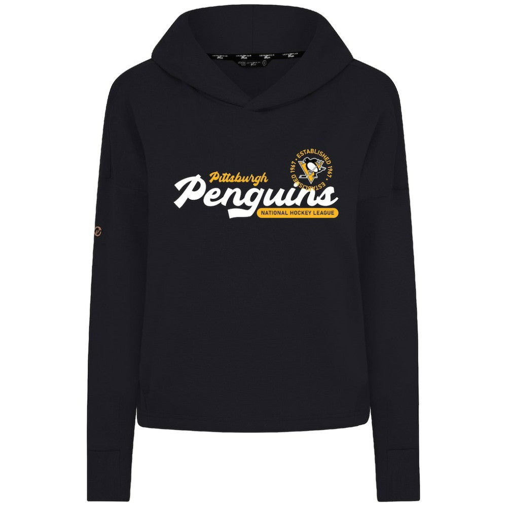 Pittsburgh Penguins Levelwear Women's Sweet Monument Tri-Blend Cropped Pullover Hoodie - Black - NHL