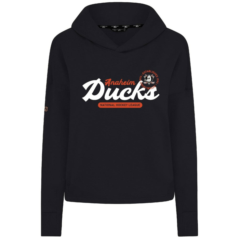 Anaheim Ducks Levelwear Women's Sweet Monument Tri-Blend Cropped Pullover Hoodie - Black - NHL