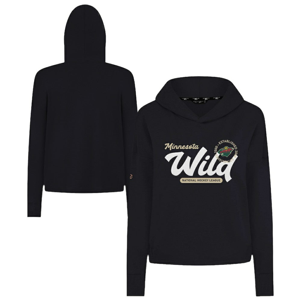 Minnesota Wild Levelwear Women's Sweet Monument Tri-Blend Cropped Pullover Hoodie - Black - NHL