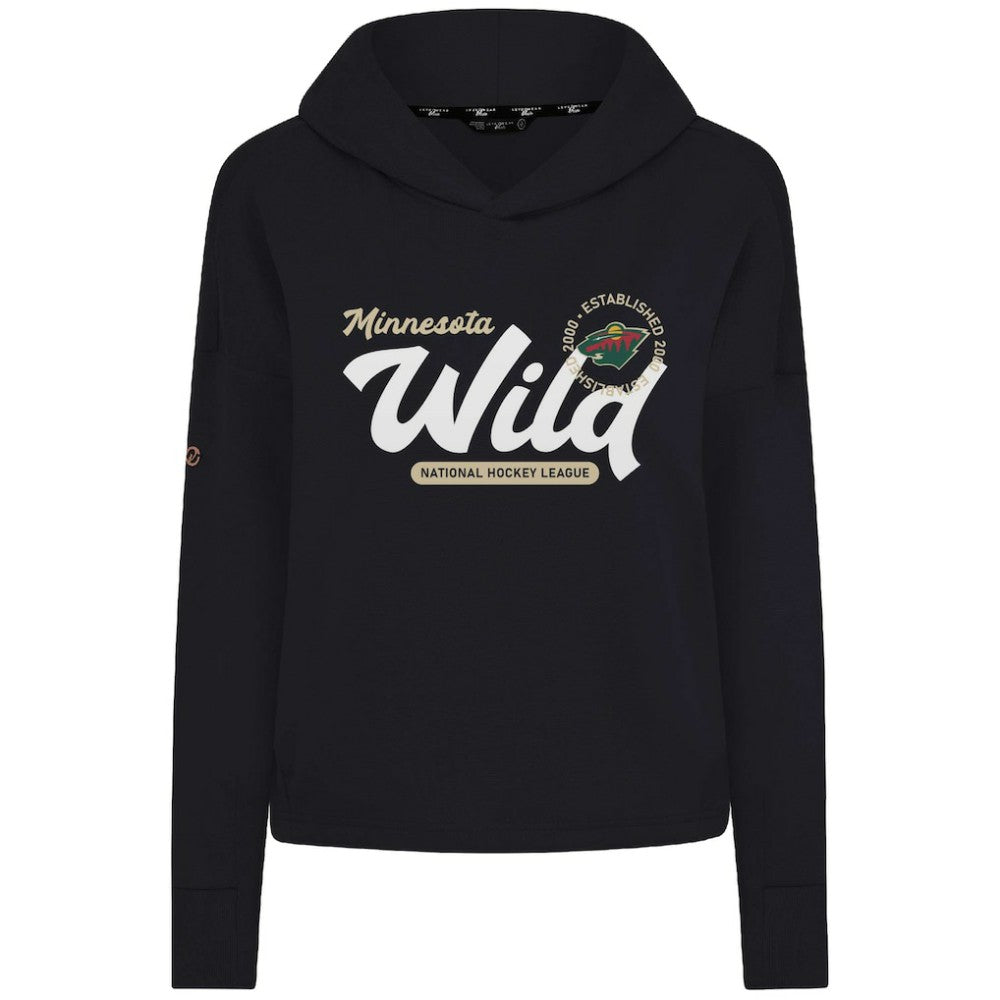 Minnesota Wild Levelwear Women's Sweet Monument Tri-Blend Cropped Pullover Hoodie - Black - NHL