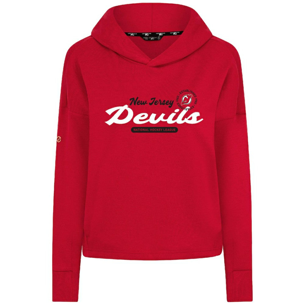 New Jersey Devils Levelwear Women's Sweet Monument Tri-Blend Cropped Pullover Hoodie - Red - NHL