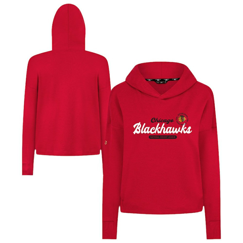Chicago Blackhawks Levelwear Women's Sweet Monument Tri-Blend Cropped Pullover Hoodie - Red - NHL