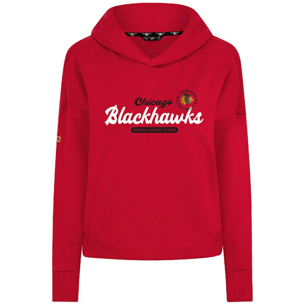 Chicago Blackhawks Levelwear Women's Sweet Monument Tri-Blend Cropped Pullover Hoodie - Red - NHL