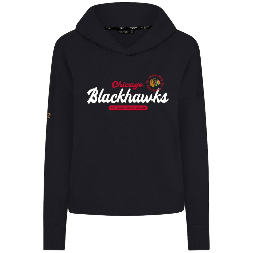 Chicago Blackhawks Levelwear Women's Sweet Monument Tri-Blend Cropped Pullover Hoodie - Black - NHL