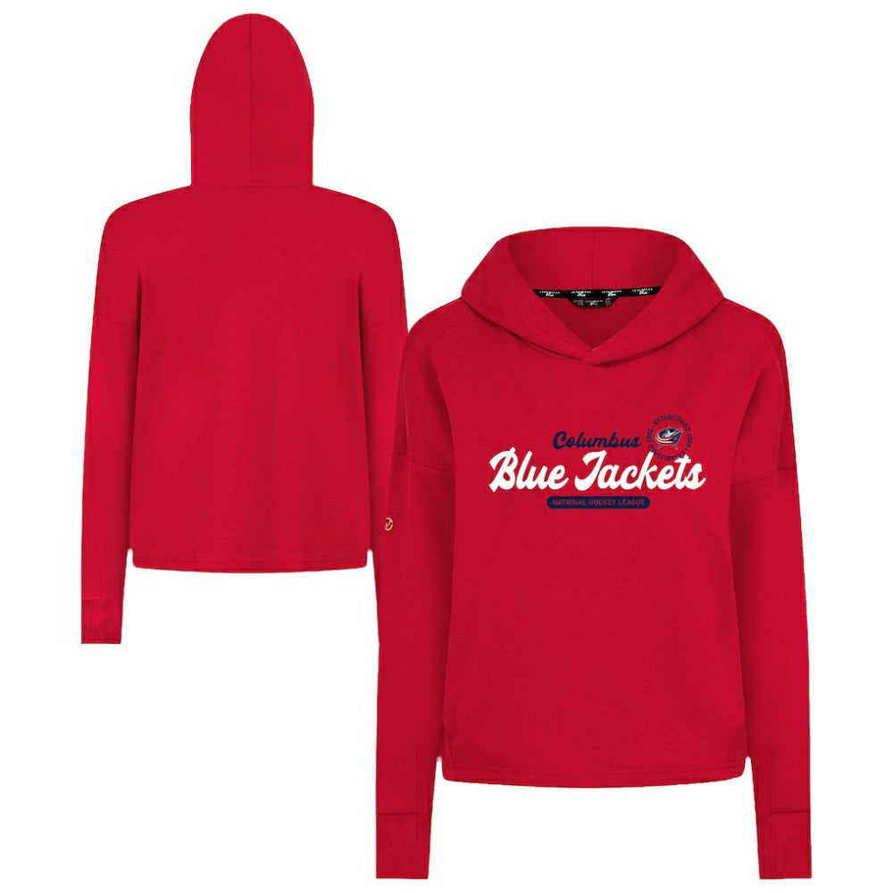 Columbus Blue Jackets Levelwear Women's Sweet Monument Tri-Blend Cropped Pullover Hoodie - Red - NHL