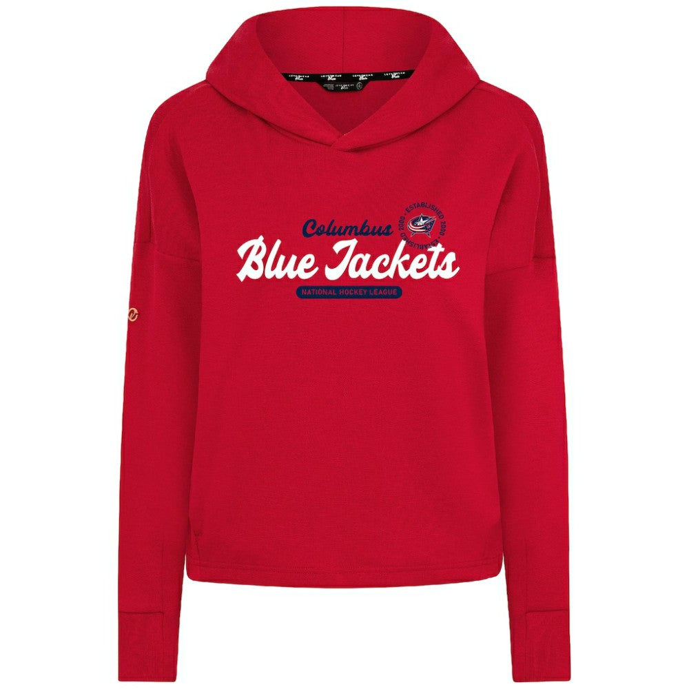Columbus Blue Jackets Levelwear Women's Sweet Monument Tri-Blend Cropped Pullover Hoodie - Red - NHL