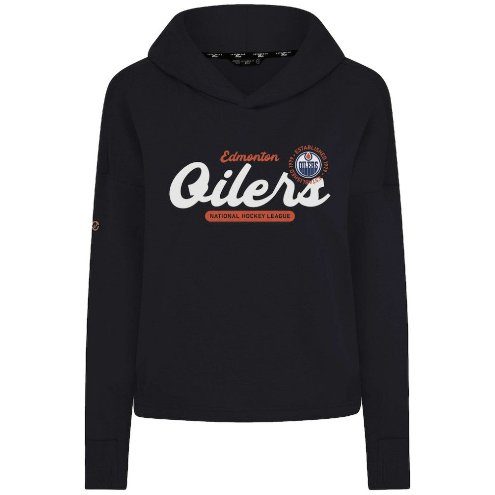 Edmonton Oilers Levelwear Women's Sweet Monument Tri-Blend Cropped Pullover Hoodie - Black - NHL