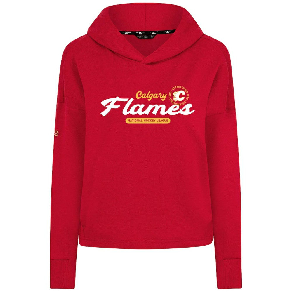 Calgary Flames Levelwear Women's Sweet Monument Tri-Blend Cropped Pullover Hoodie - Red - NHL