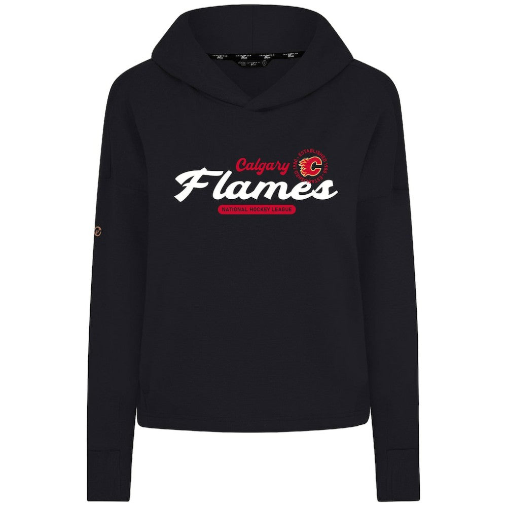 Calgary Flames Levelwear Women's Sweet Monument Tri-Blend Cropped Pullover Hoodie - Black - NHL