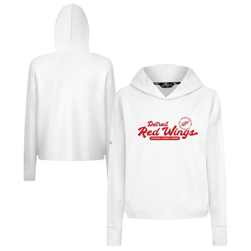 Detroit Red Wings Levelwear Women's Sweet Monument Tri-Blend Cropped Pullover Hoodie - White - NHL