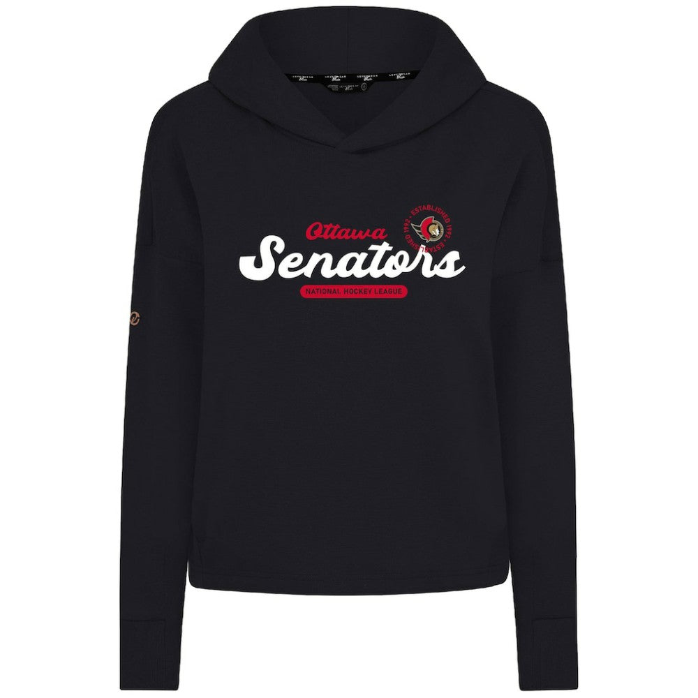 Ottawa Senators Levelwear Women's Sweet Monument Tri-Blend Cropped Pullover Hoodie - Black - NHL