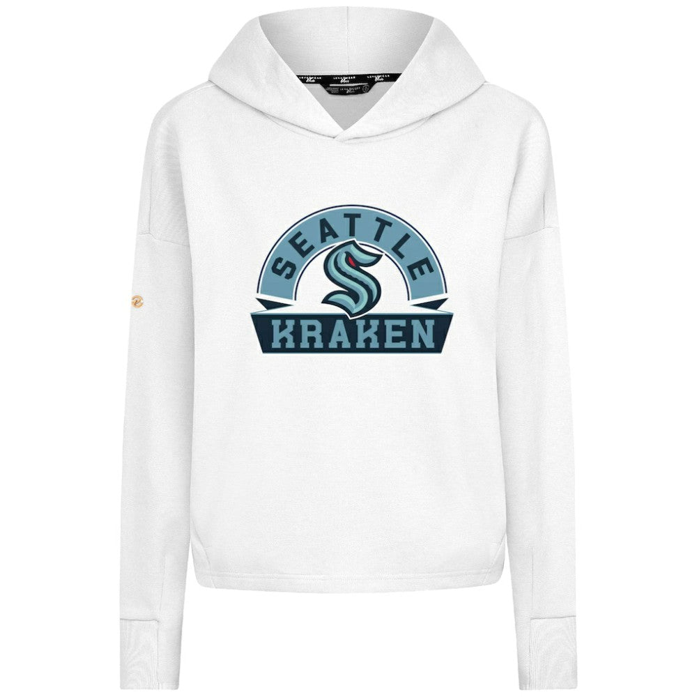 Seattle Kraken Levelwear Women's Sweet Banner Arch Tri-Blend Cropped Pullover Hoodie - White - NHL