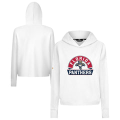 Florida Panthers Levelwear Women's Sweet Banner Arch Tri-Blend Cropped Pullover Hoodie - White - NHL
