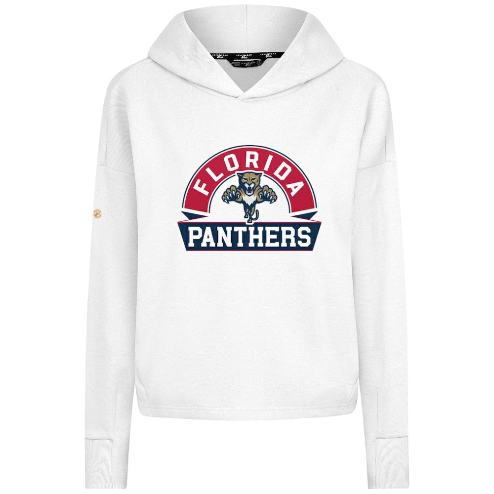 Florida Panthers Levelwear Women's Sweet Banner Arch Tri-Blend Cropped Pullover Hoodie - White - NHL