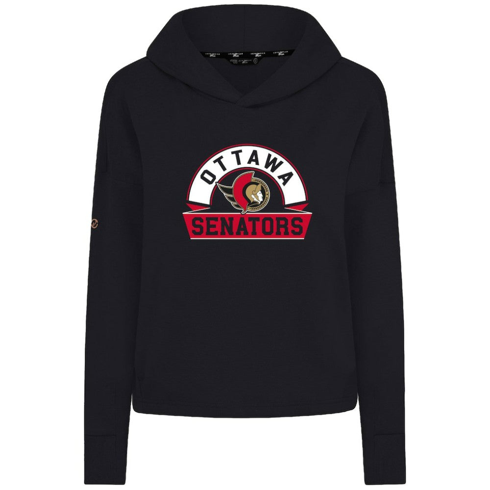 Ottawa Senators Levelwear Women's Sweet Banner Arch Tri-Blend Cropped Pullover Hoodie - Black - NHL