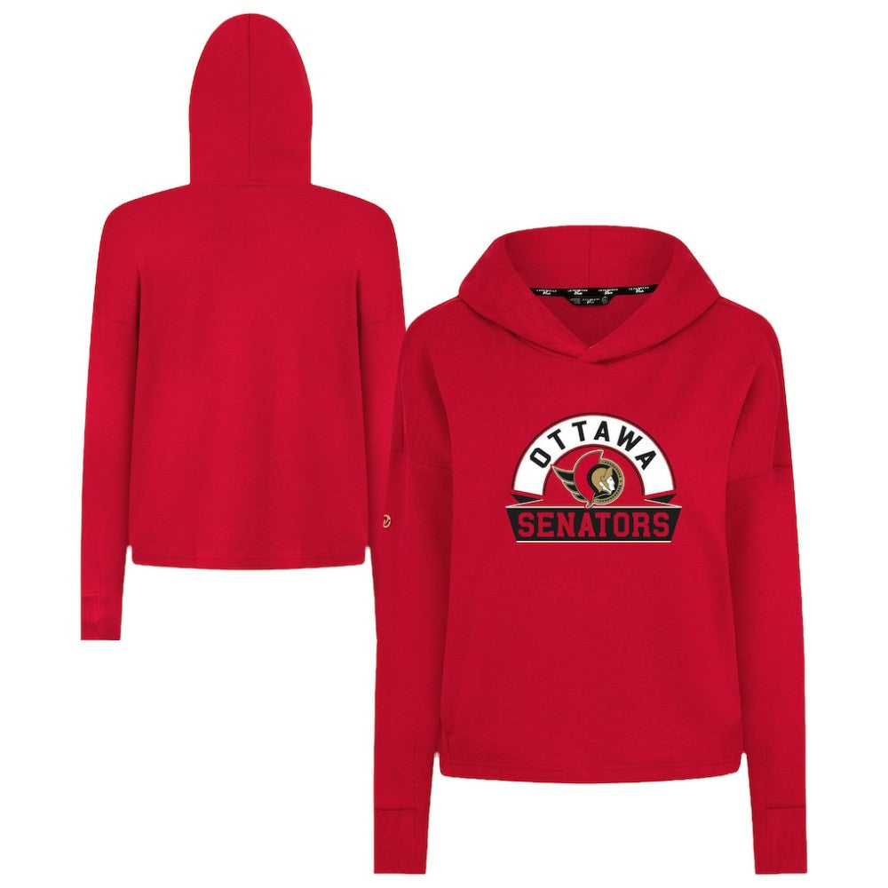 Ottawa Senators Levelwear Women's Sweet Banner Arch Tri-Blend Cropped Pullover Hoodie - Red - NHL