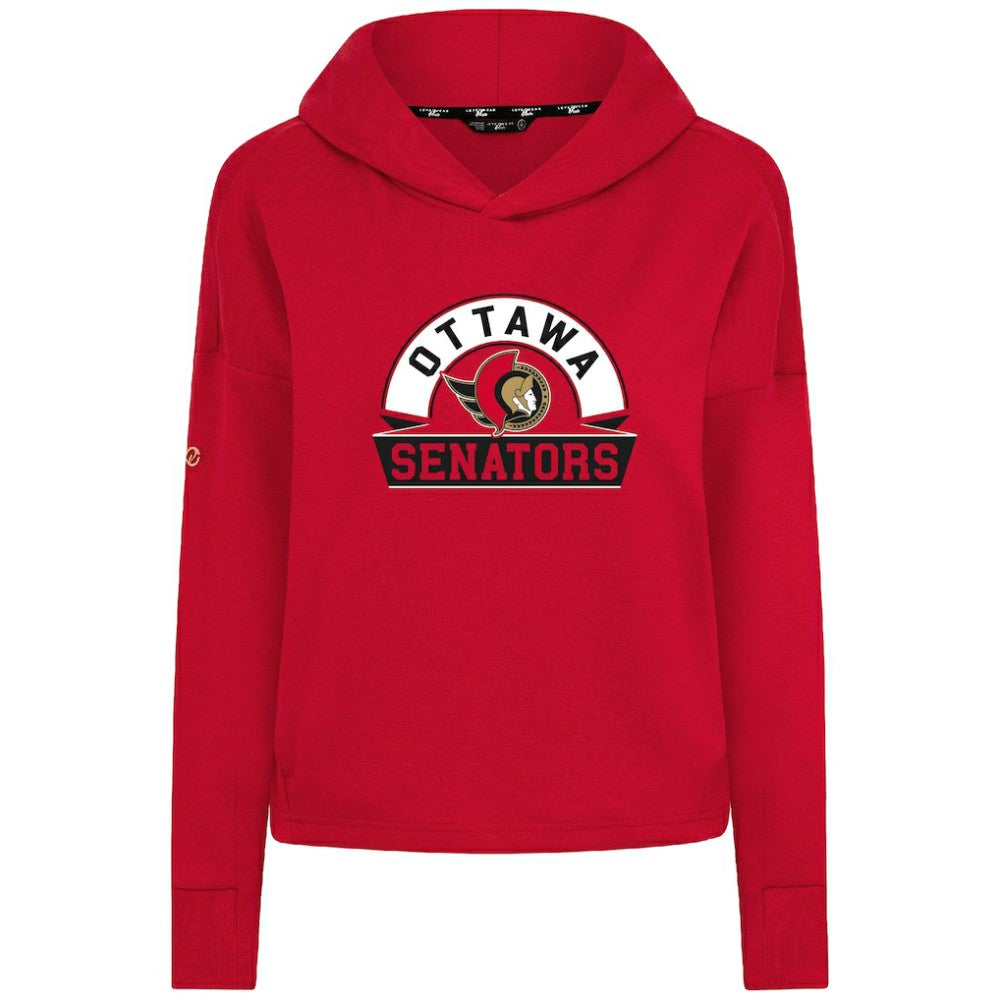 Ottawa Senators Levelwear Women's Sweet Banner Arch Tri-Blend Cropped Pullover Hoodie - Red - NHL