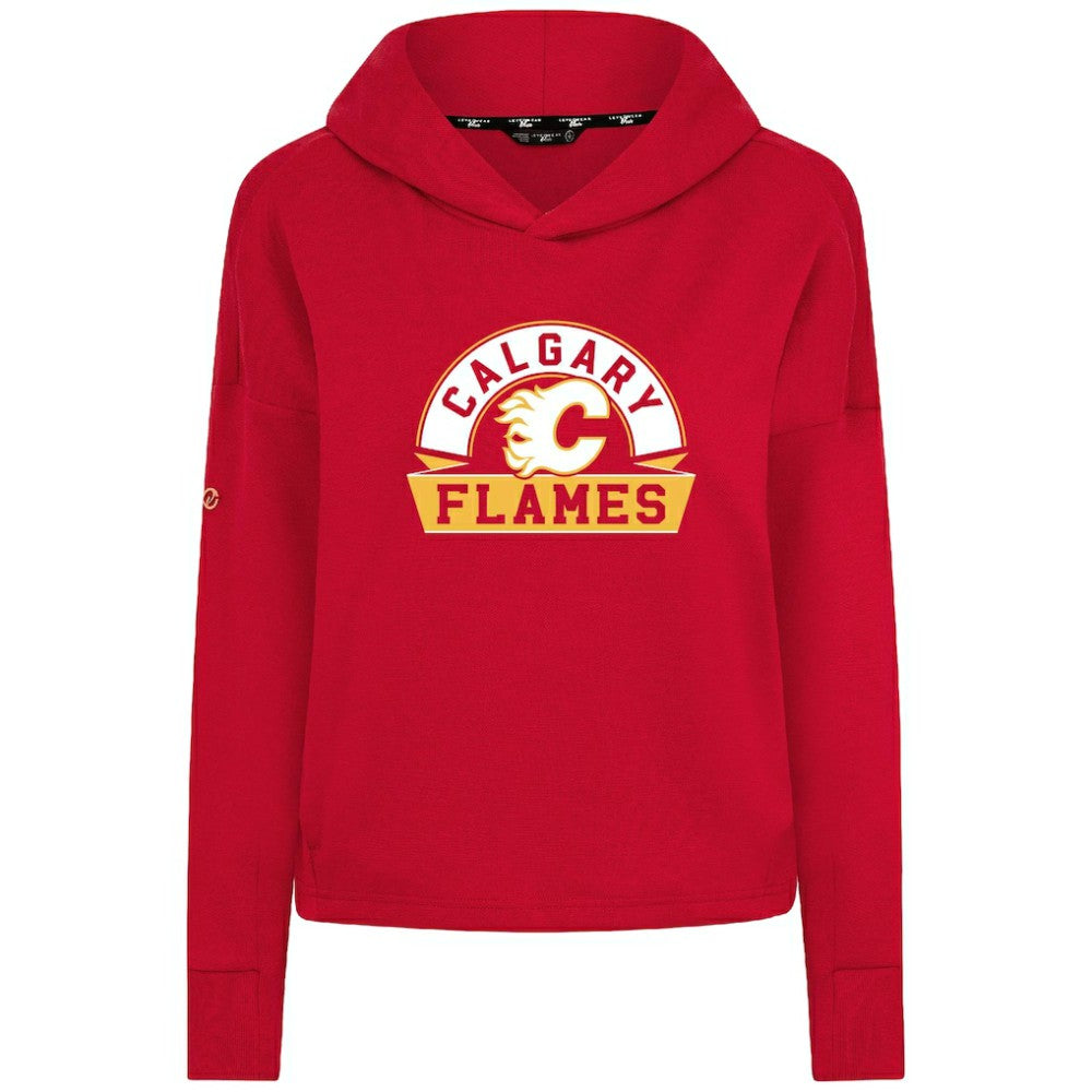 Calgary Flames Levelwear Women's Sweet Banner Arch Tri-Blend Cropped Pullover Hoodie - Red - NHL