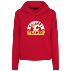Calgary Flames Levelwear Women's Sweet Banner Arch Tri-Blend Cropped Pullover Hoodie - Red - NHL