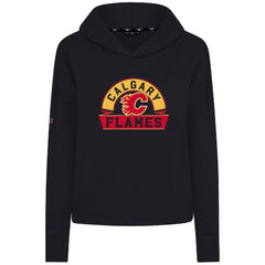 Calgary Flames Levelwear Women's Sweet Banner Arch Tri-Blend Cropped Pullover Hoodie - Black - NHL