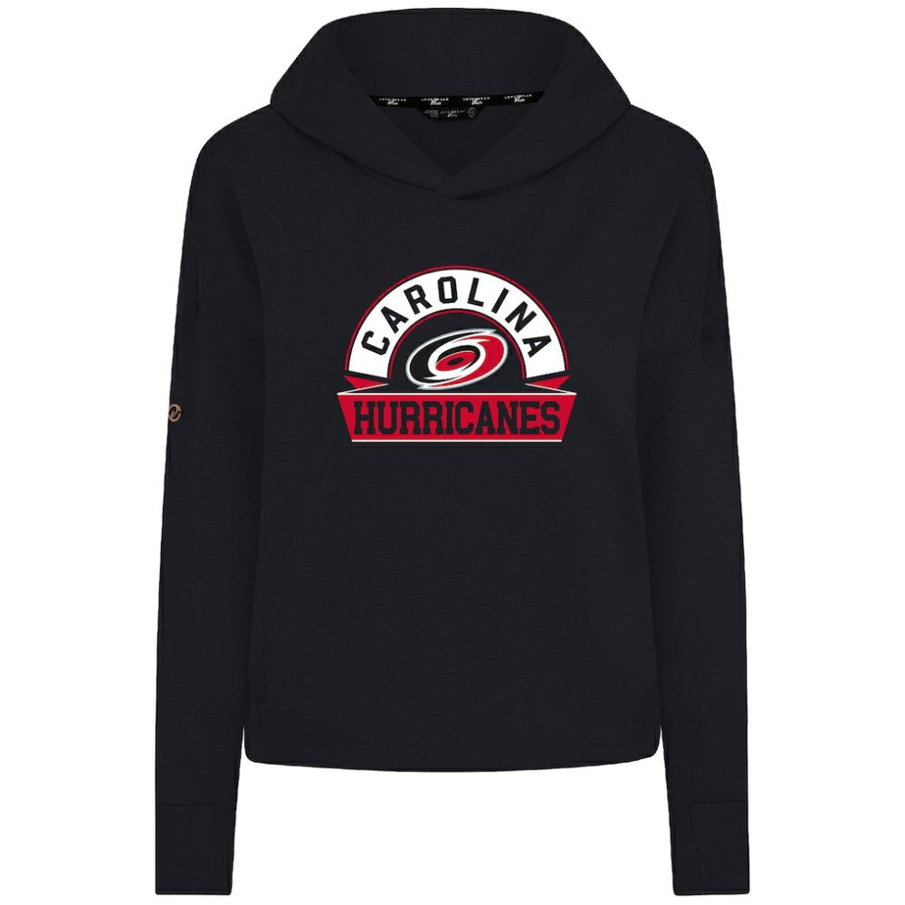 Carolina Hurricanes Levelwear Women's Sweet Banner Arch Tri-Blend Cropped Pullover Hoodie - Black - NHL