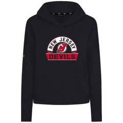 New Jersey Devils Levelwear Women's Sweet Banner Arch Tri-Blend Cropped Pullover Hoodie - Black - NHL