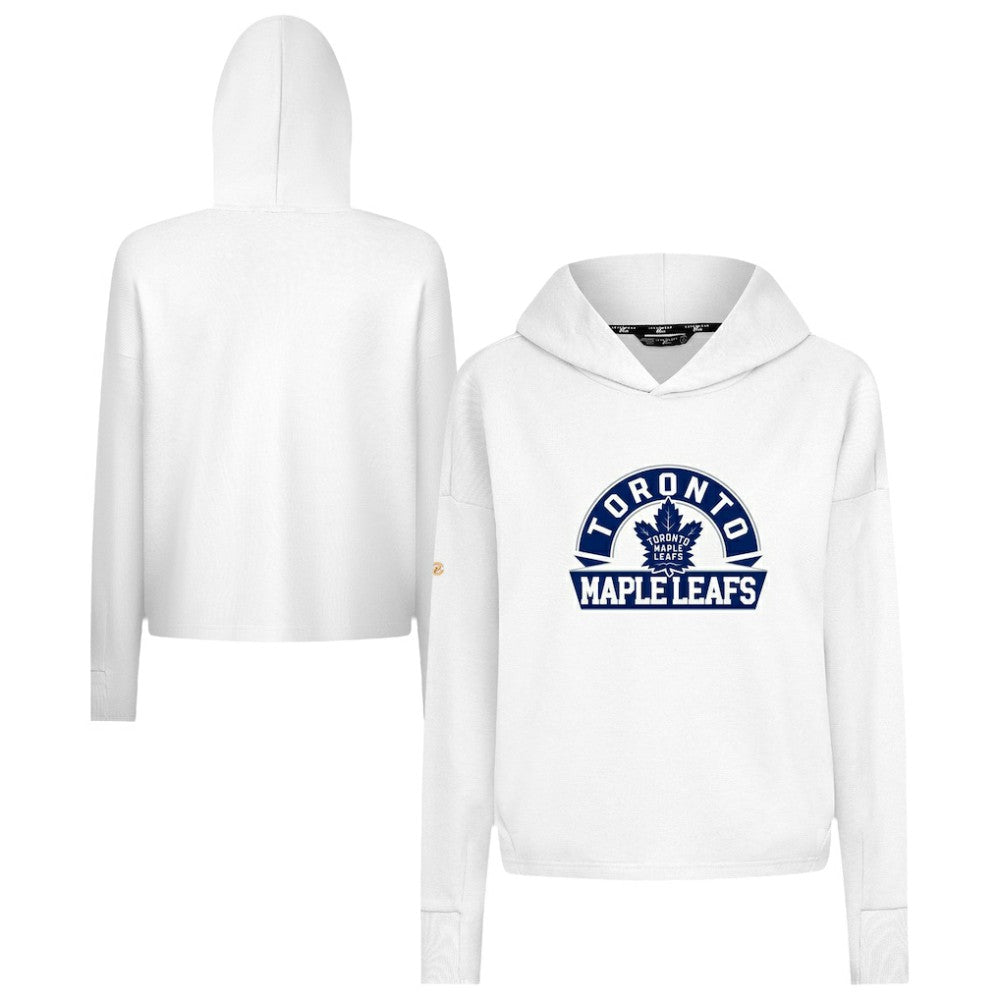 Toronto Maple Leafs Levelwear Women's Sweet Banner Arch Tri-Blend Cropped Pullover Hoodie - White - NHL