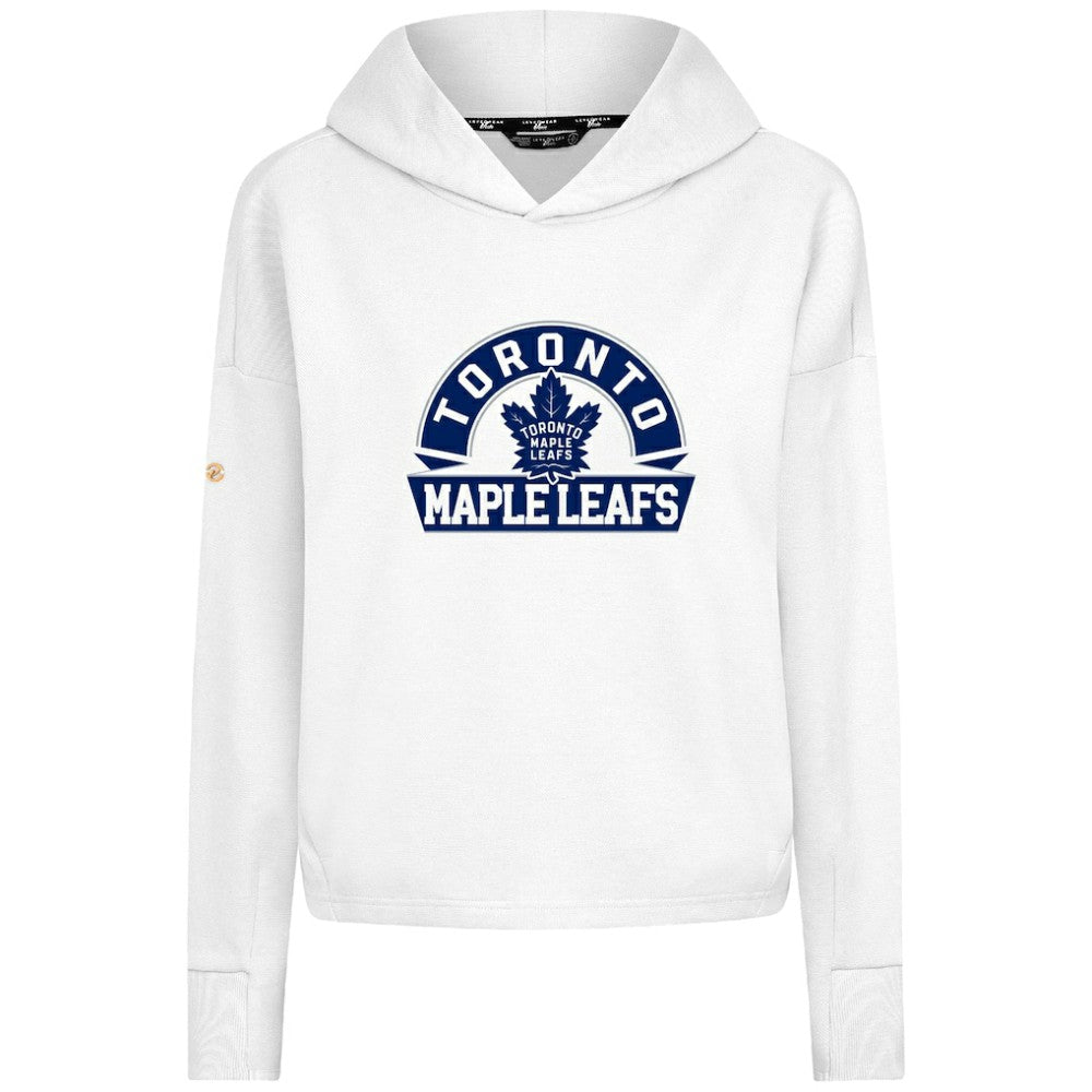 Toronto Maple Leafs Levelwear Women's Sweet Banner Arch Tri-Blend Cropped Pullover Hoodie - White - NHL