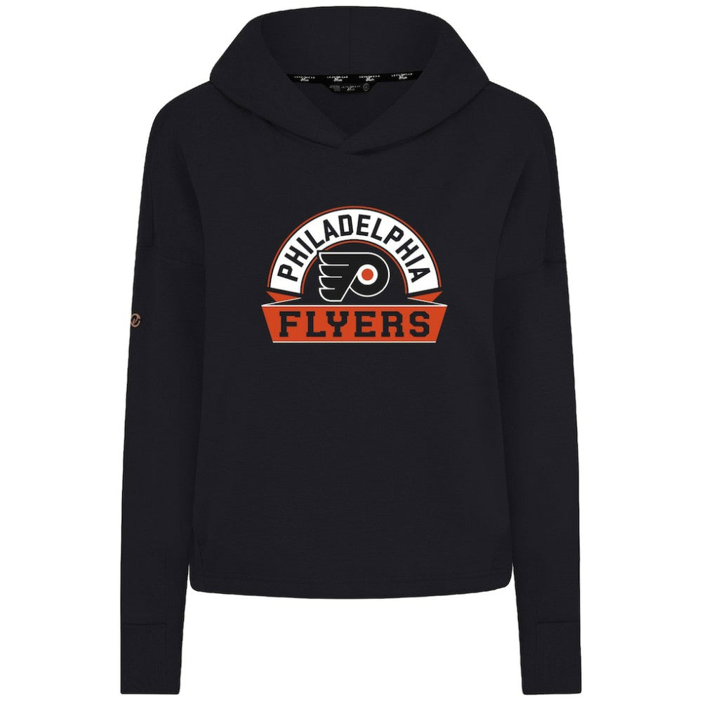 Philadelphia Flyers Levelwear Women's Sweet Banner Arch Tri-Blend Cropped Pullover Hoodie - Black - NHL