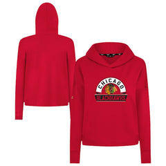Chicago Blackhawks Levelwear Women's Sweet Banner Arch Tri-Blend Cropped Pullover Hoodie - Red - NHL