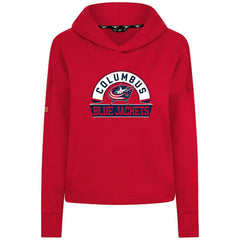 Columbus Blue Jackets Levelwear Women's Sweet Banner Arch Tri-Blend Cropped Pullover Hoodie - Red - NHL