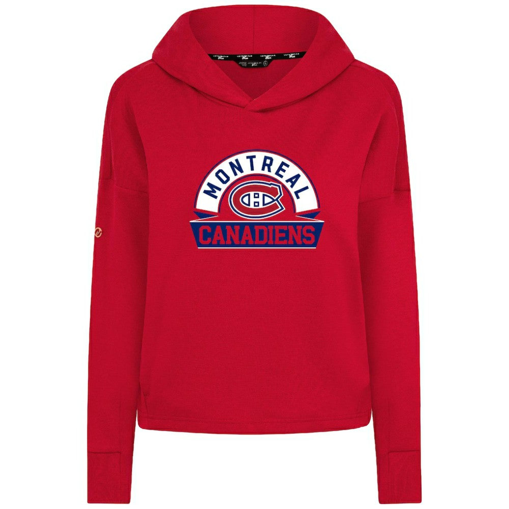 Montreal Canadiens Levelwear Women's Sweet Banner Arch Tri-Blend Cropped Pullover Hoodie - Red - NHL