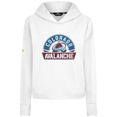 Colorado Avalanche Levelwear Women's Sweet Banner Arch Tri-Blend Cropped Pullover Hoodie - White - NHL