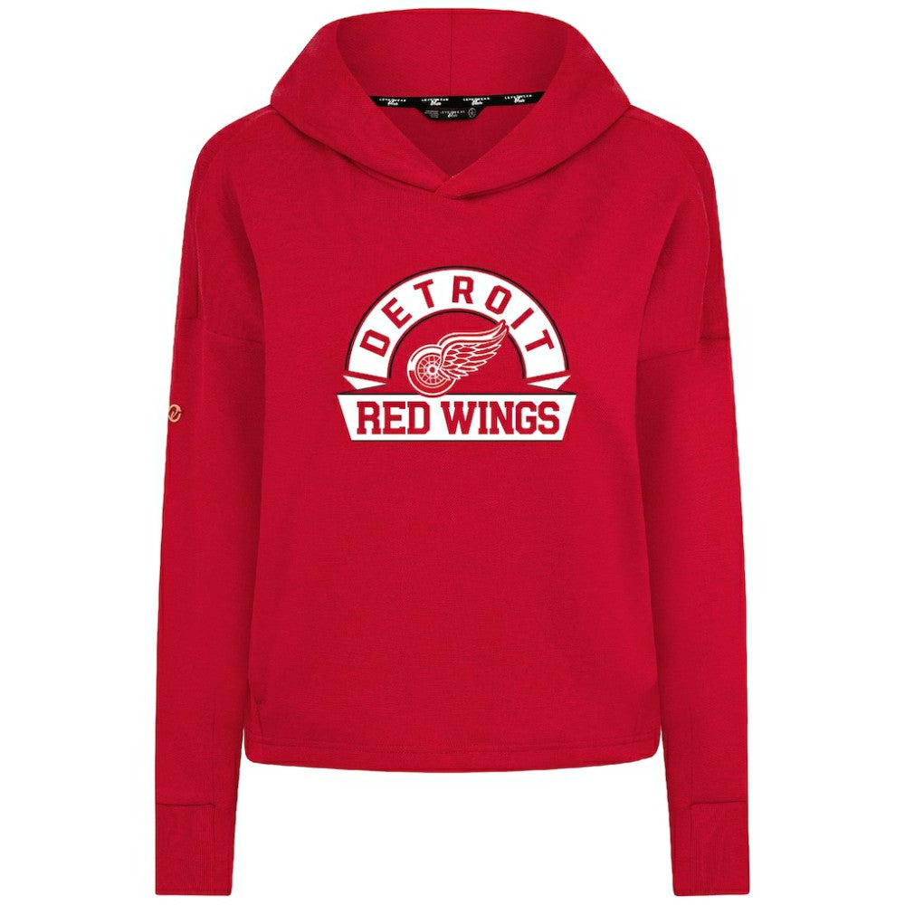 Detroit Red Wings Levelwear Women's Sweet Banner Arch Tri-Blend Cropped Pullover Hoodie - Red - NHL