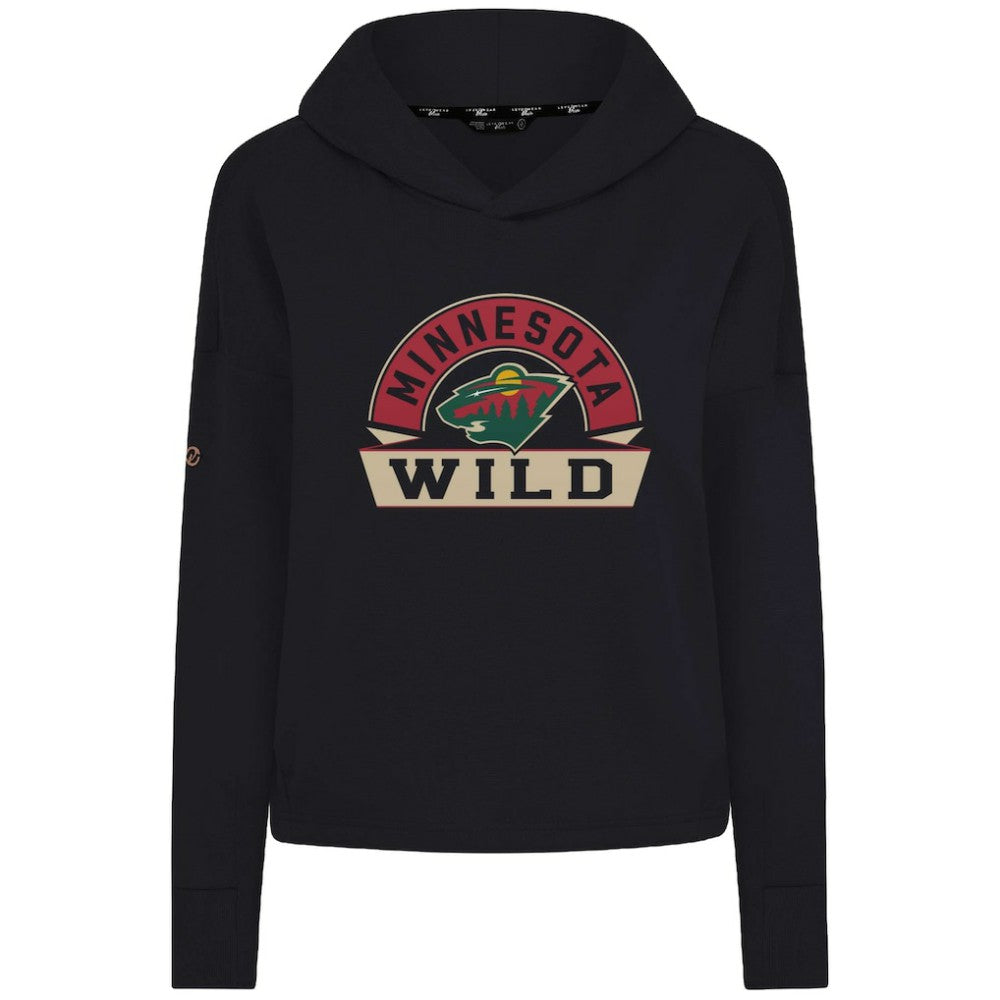 Minnesota Wild Levelwear Women's Sweet Banner Arch Tri-Blend Cropped Pullover Hoodie - Black - NHL
