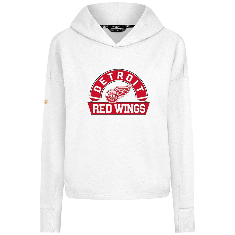 Detroit Red Wings Levelwear Women's Sweet Banner Arch Tri-Blend Cropped Pullover Hoodie - White - NHL