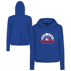 New York Rangers Levelwear Women's Sweet Banner Arch Tri-Blend Cropped Pullover Hoodie - Royal - NHL