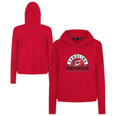 Carolina Hurricanes Levelwear Women's Sweet Banner Arch Tri-Blend Cropped Pullover Hoodie - Red - NHL