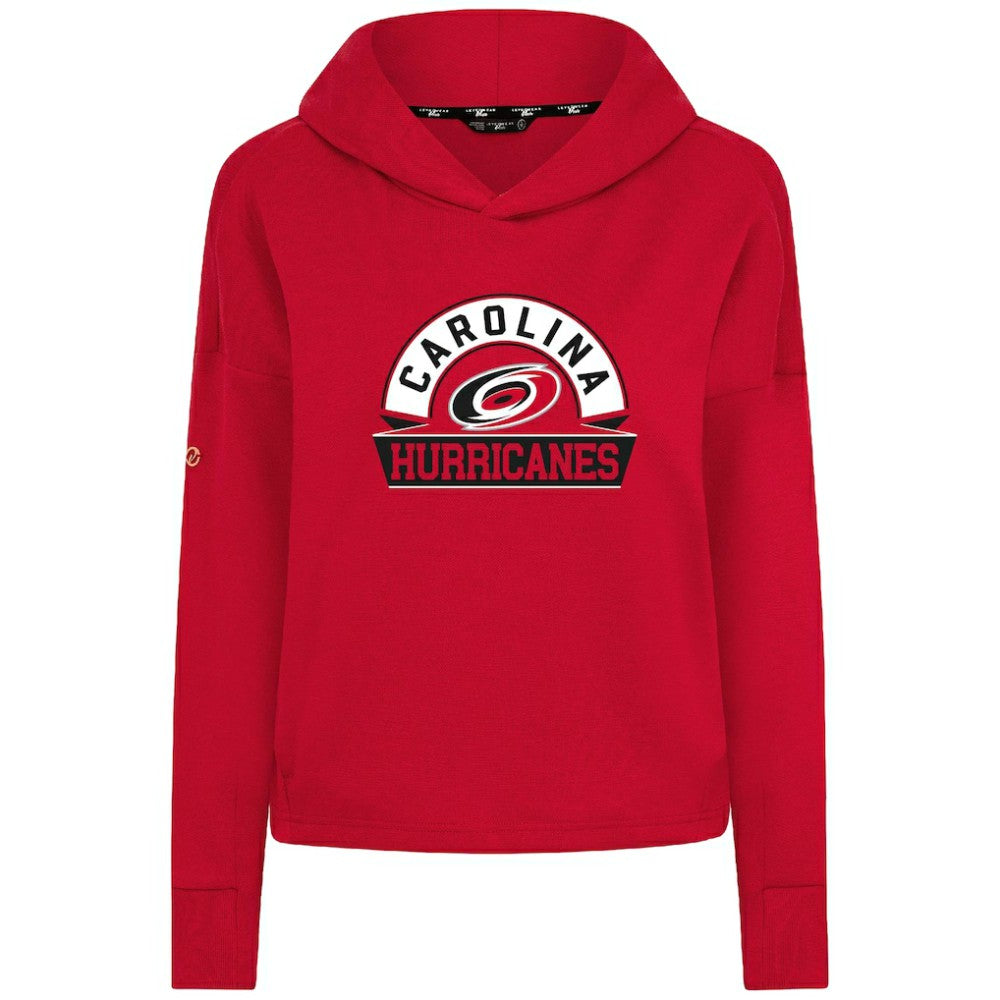 Carolina Hurricanes Levelwear Women's Sweet Banner Arch Tri-Blend Cropped Pullover Hoodie - Red - NHL