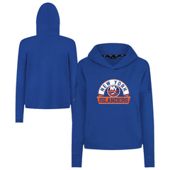 New York Islanders Levelwear Women's Sweet Banner Arch Tri-Blend Cropped Pullover Hoodie - Royal - NHL