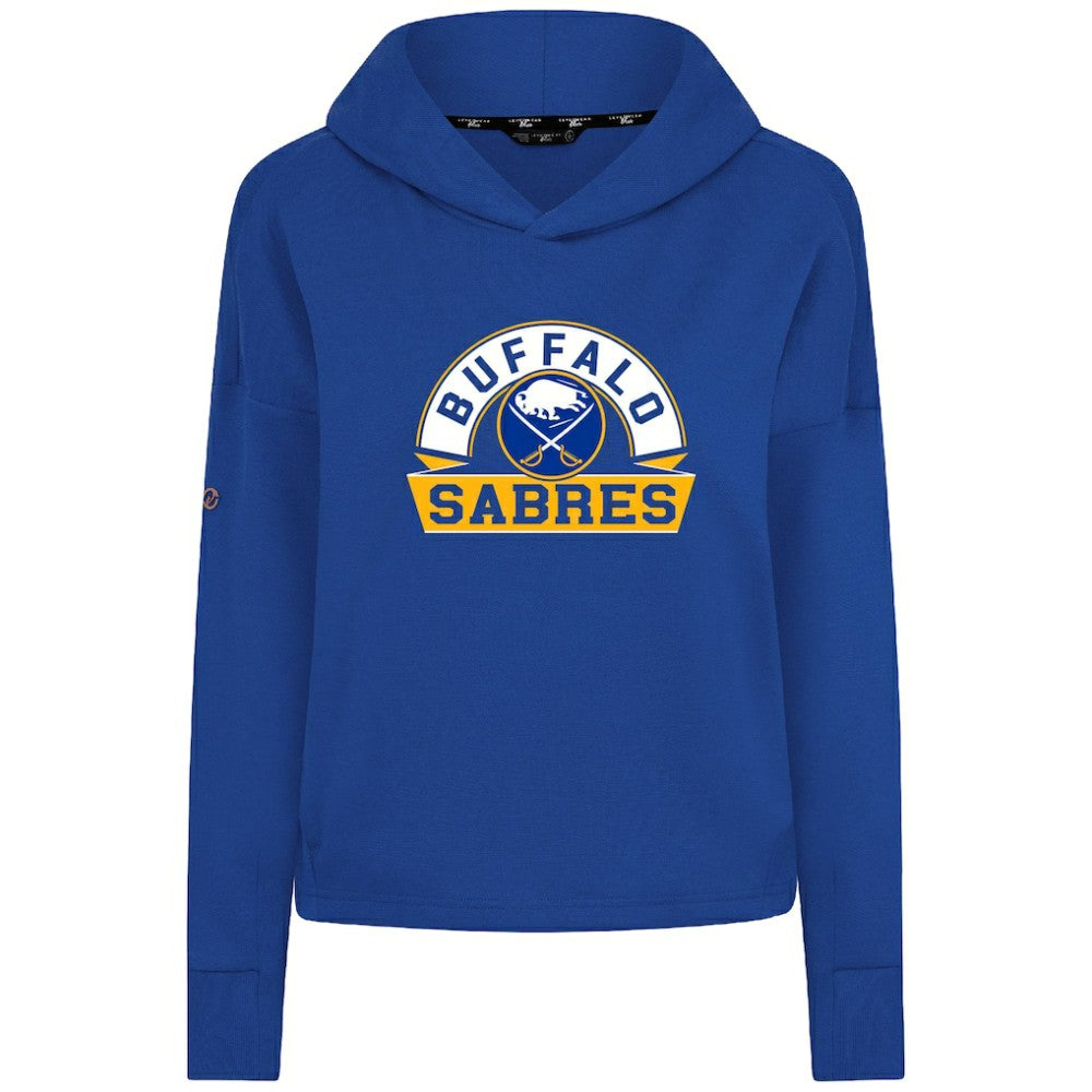 Buffalo Sabres Levelwear Women's Sweet Banner Arch Tri-Blend Cropped Pullover Hoodie - Royal - NHL