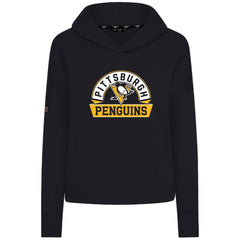 Pittsburgh Penguins Levelwear Women's Sweet Banner Arch Tri-Blend Cropped Pullover Hoodie - Black - NHL