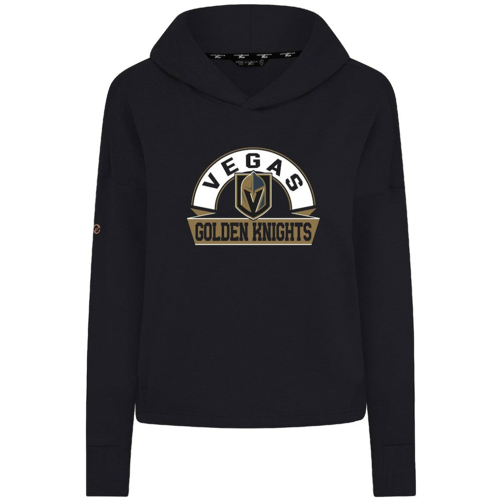 Vegas Golden Knights Levelwear Women's Sweet Banner Arch Tri-Blend Cropped Pullover Hoodie - Black - NHL