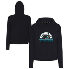 San Jose Sharks Levelwear Women's Sweet Banner Arch Tri-Blend Cropped Pullover Hoodie - Black - NHL