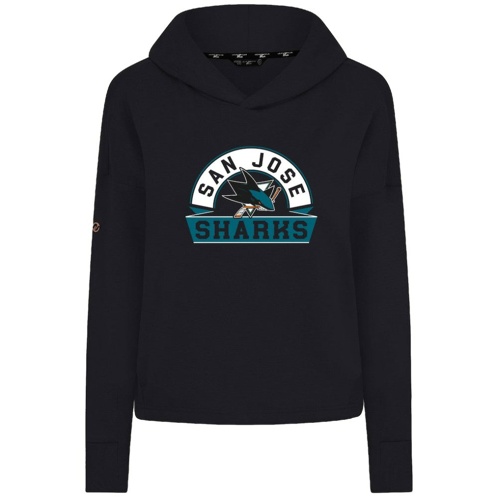 San Jose Sharks Levelwear Women's Sweet Banner Arch Tri-Blend Cropped Pullover Hoodie - Black - NHL