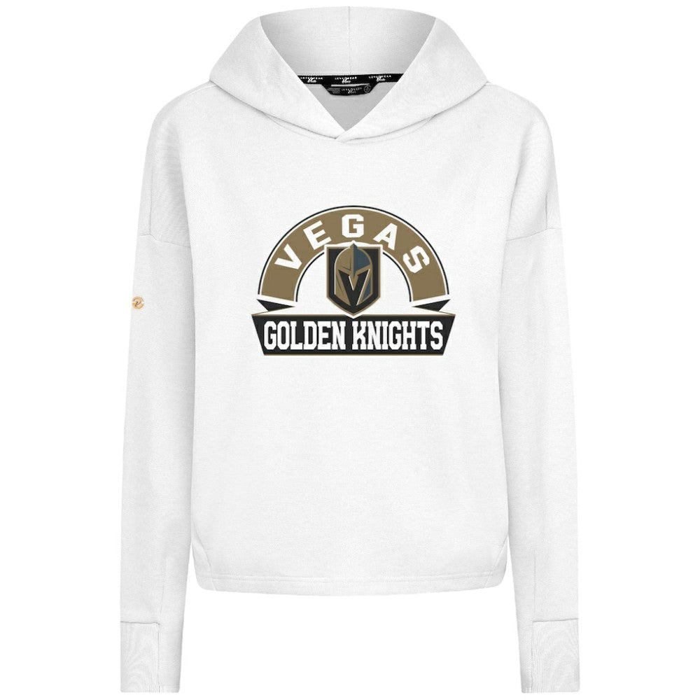 Vegas Golden Knights Levelwear Women's Sweet Banner Arch Tri-Blend Cropped Pullover Hoodie - White - NHL