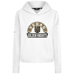 Vegas Golden Knights Levelwear Women's Sweet Banner Arch Tri-Blend Cropped Pullover Hoodie - White - NHL